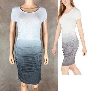 Bar III Ombré Side-Ruched Short Sleeve Sweater Dress NEW XS